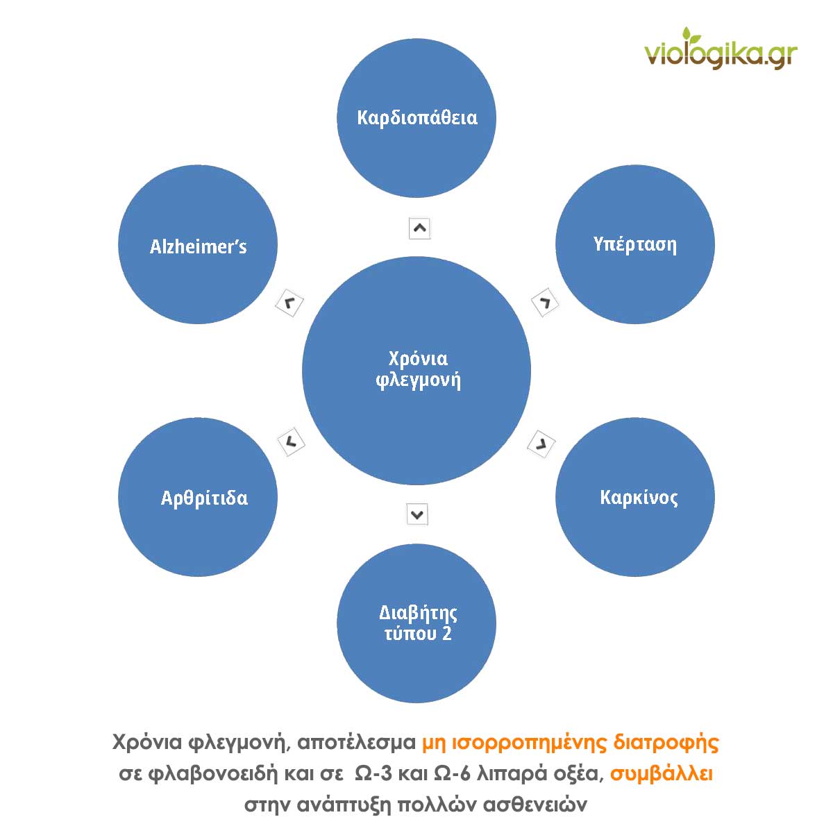 Χρόνια Φλεγμονή, Αποτέλεσμα Μη Ισορροπημένης Διατροφής Σε Φλαβονοειδή Και Σε Ω-3 Και Ω-6 Λιπαρά Οξέα, Συμβάλλει Στην Ανάπτυξη Πολλών Ασθενειών.