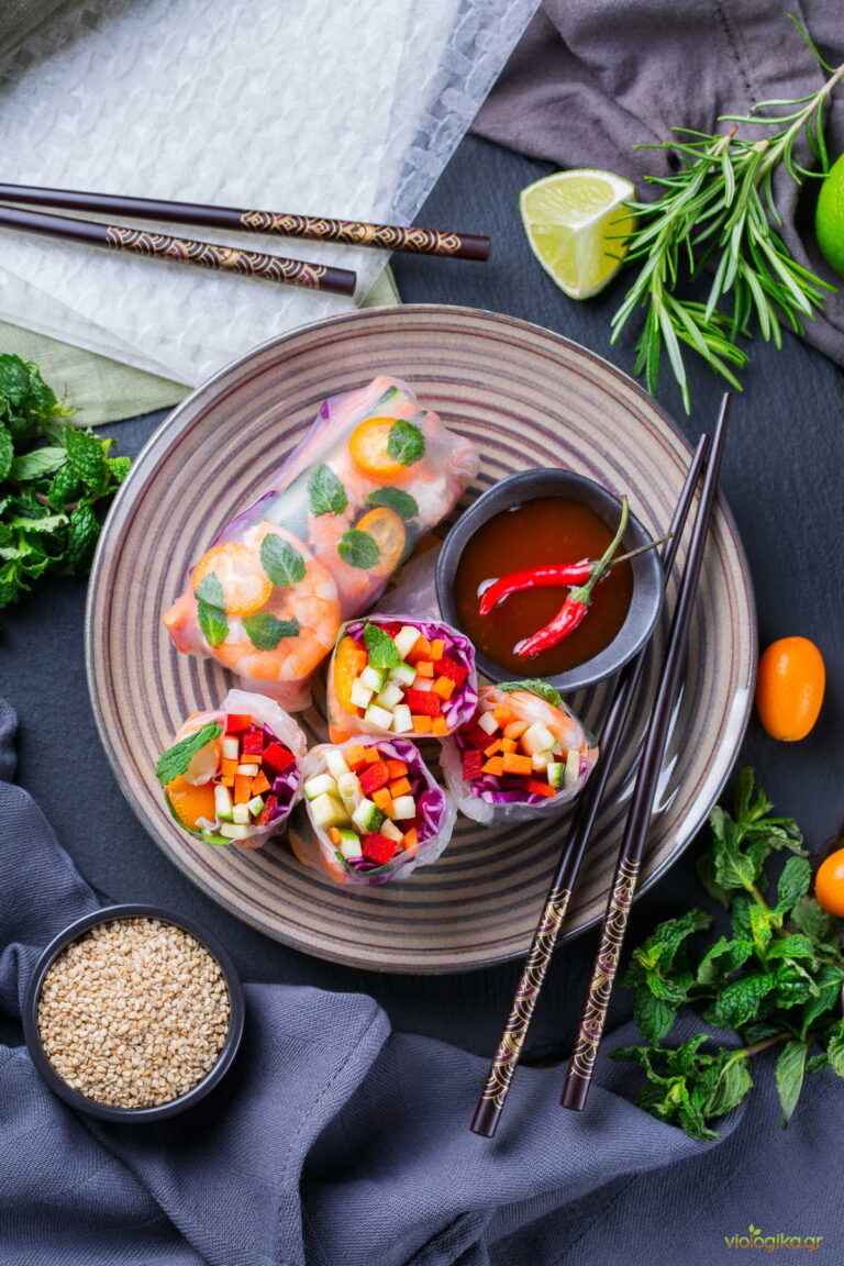 Spring Rolls με Βιολογικές Γαρίδες & Φρέσκα Βότανα